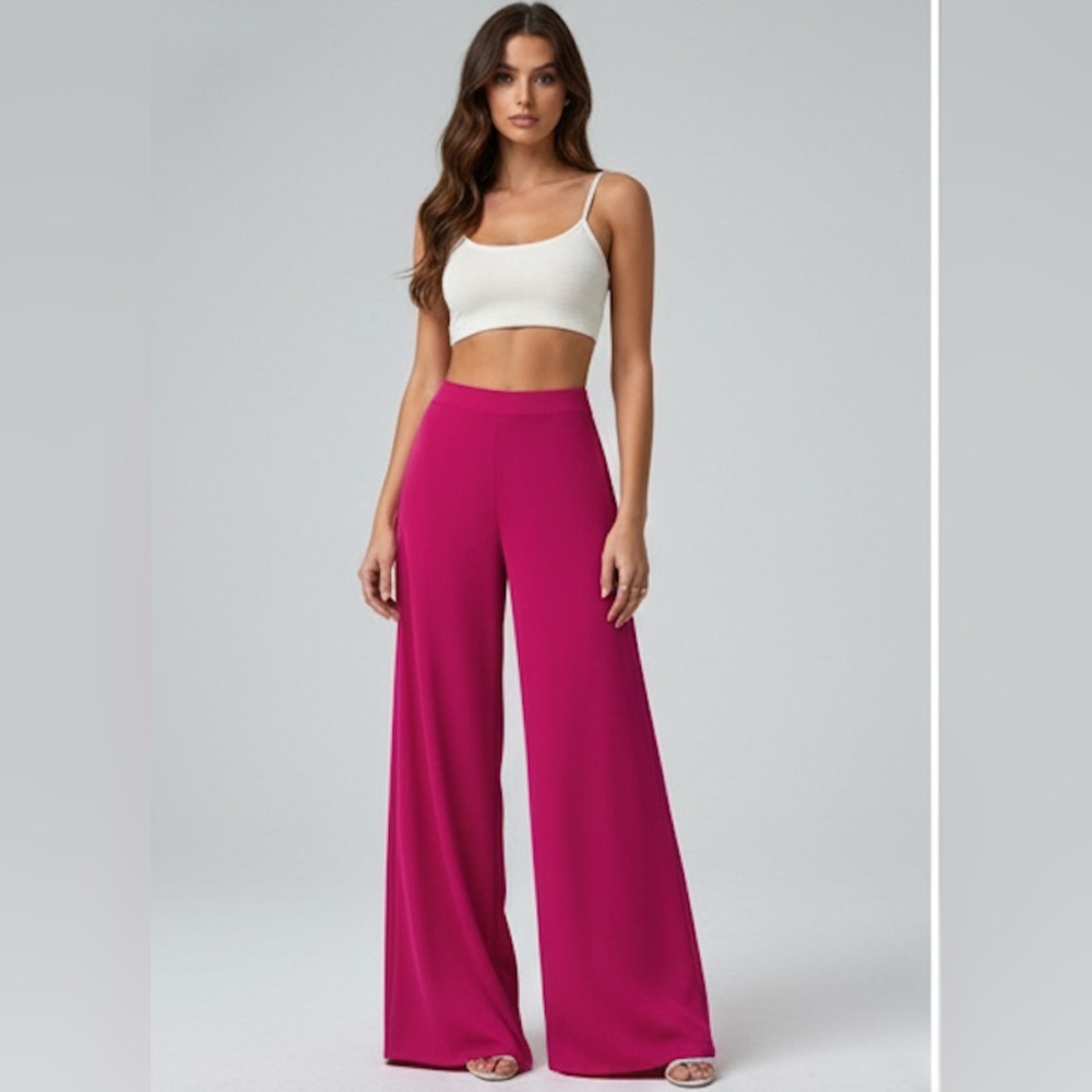 High Waist Wide Leg Pants Pink